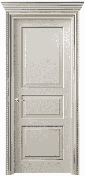 Дверь межкомнатная 6231 БОСС. Цвет Бук облачный серый с серебром. Материал  Массив бука эмаль с патиной. Коллекция Royal. Картинка.