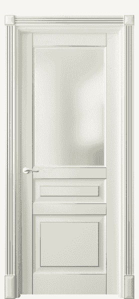 Дверь межкомнатная 0710 БМБС САТ. Цвет Бук молочно-белый с серебром. Материал  Массив бука эмаль с патиной. Коллекция Lignum. Картинка.