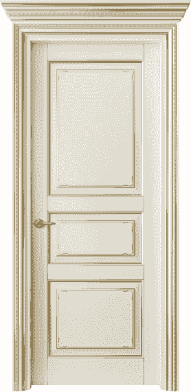 Дверь межкомнатная 6231 БМБЗ. Цвет Бук молочно-белый с золотом. Материал  Массив бука эмаль с патиной. Коллекция Royal. Картинка.
