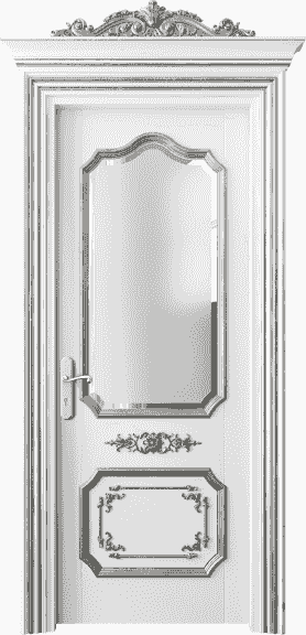 Дверь межкомнатная 6602 ББЛСА САТ Ф. Цвет Бук белоснежный серебряный антик. Материал Гладкая Эмаль с Эффектами (Серебро). Коллекция Imperial. Картинка.