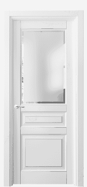 Дверь межкомнатная 0710 ББЛС Сатинированное стекло с фацетом. Цвет Бук белоснежный с серебром. Материал  Массив бука эмаль с патиной. Коллекция Lignum. Картинка.