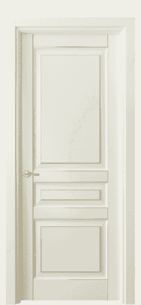 Дверь межкомнатная 0711 БМБП. Цвет Бук молочно-белый с позолотой. Материал  Массив бука эмаль с патиной. Коллекция Lignum. Картинка.