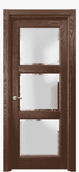 Дверь межкомнатная 0730 ДКЧ.Б Сатинированное стекло с фацетом. Цвет Дуб коньячный брашированный. Материал Массив дуба брашированный. Коллекция Lignum. Картинка.