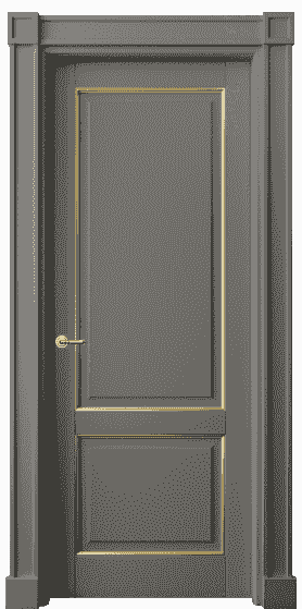 Дверь межкомнатная 6303 БКЛСП. Цвет Бук классический серый с позолотой. Материал  Массив бука эмаль с патиной. Коллекция Toscana Plano. Картинка.