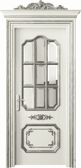 Дверь межкомнатная 6612 БМБСА САТ Ф. Цвет Бук молочно-белый серебряный антик. Материал Гладкая Эмаль с Эффектами (Серебро). Коллекция Imperial. Картинка.