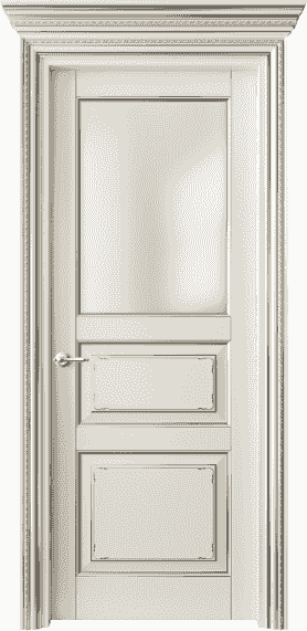 Дверь межкомнатная 6232 БМБС САТ. Цвет Бук молочно-белый с серебром. Материал  Массив бука эмаль с патиной. Коллекция Royal. Картинка.