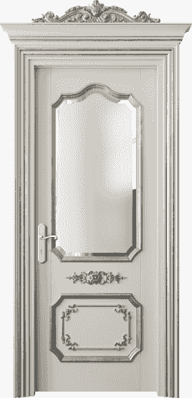 Дверь межкомнатная 6602 БОССА САТ-Ф. Цвет Бук облачный серый серебряный антик. Материал Массив бука эмаль с патиной серебро античное. Коллекция Imperial. Картинка.