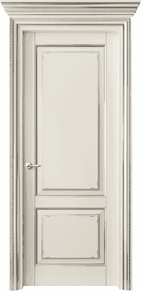 Дверь межкомнатная 6211 БМБС . Цвет Бук молочно-белый с серебром. Материал  Массив бука эмаль с патиной. Коллекция Royal. Картинка.