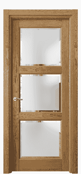Дверь межкомнатная 0730 ДМД.Б Сатинированное стекло с фацетом. Цвет Дуб медовый брашированный. Материал Массив дуба брашированный. Коллекция Lignum. Картинка.