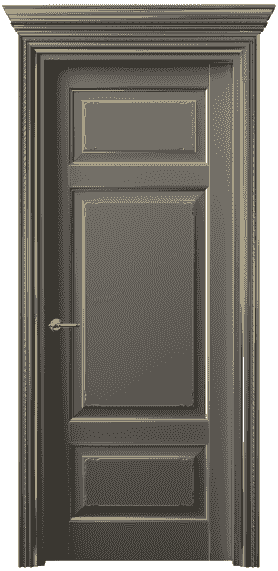 Дверь межкомнатная 6221 БКЛСП. Цвет Бук классический серый с позолотой. Материал  Массив бука эмаль с патиной. Коллекция Royal. Картинка.