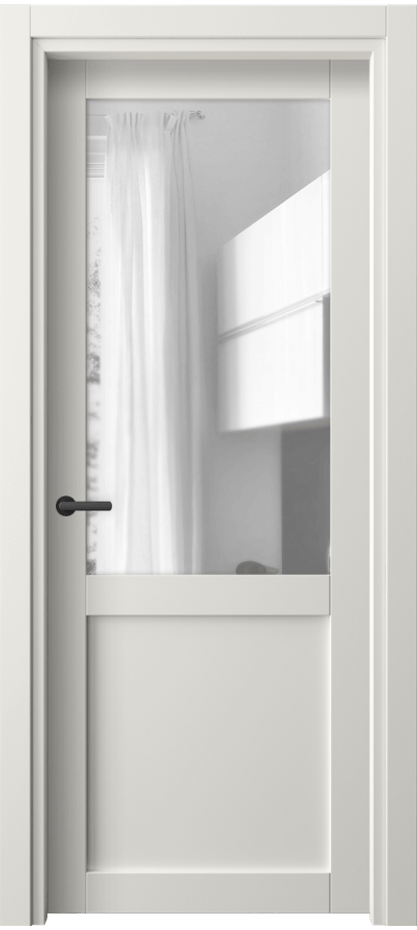 Межкомнатная дверь Neo 2122 Софт-тач белоснежный Прозрачное стекло, триплекс, 6 мм Цена 21629 ₽ | Volhovec