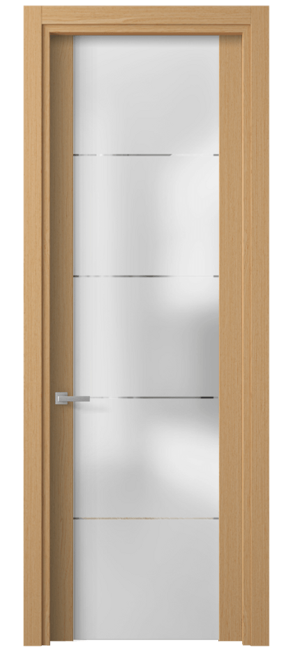 Межкомнатная дверь Planum 4114 Дуб песочный Сатинированное стекло с гравировкой «КВАДРО», триплекс Цена 65299 ₽ | Volhovec
