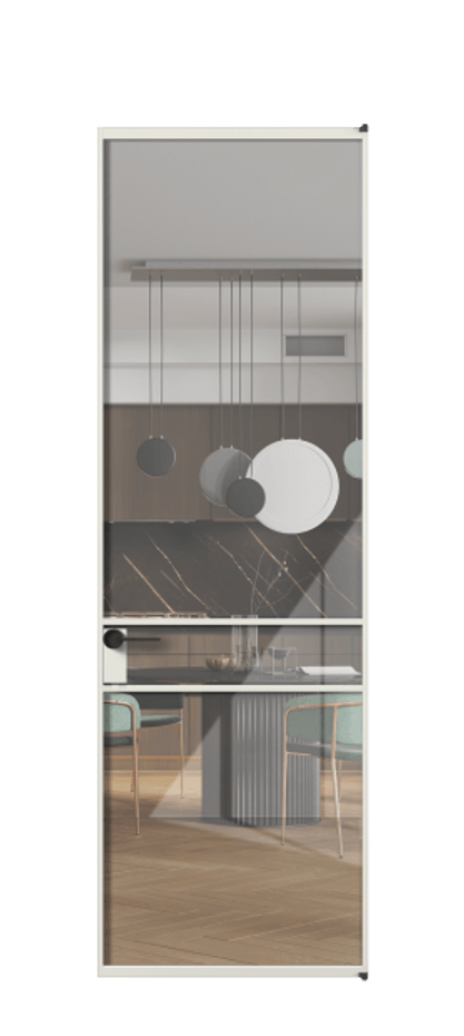 Алюминиевая дверь АЛПЛ040.02 Алюминий серый Рефлективное прозрачное стекло "Stopsol", калёное Цена 145990  | Volhovec