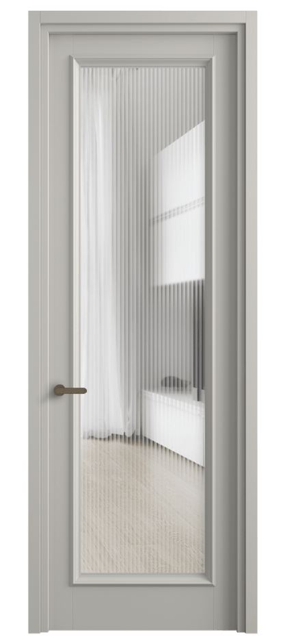 Межкомнатная дверь Шарм 6702 Матовый тёплый серый Рифлёное стекло "Мору", триплекс Цена 112090 ₽ | Volhovec