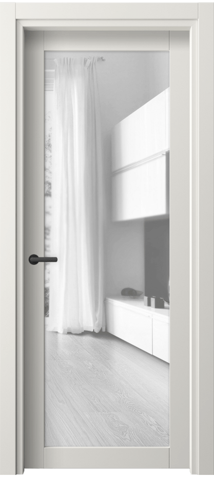 Межкомнатная дверь Neo 2102 Софт-тач белоснежный Прозрачное стекло, триплекс, 6 мм Цена 22469 ₽ | Volhovec