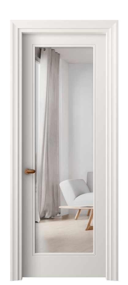 Межкомнатная дверь Esse 8502 Матовый пудровый белый Двустороннее зеркало, триплекс, 7 мм Цена 367410 AMD | Volhovec