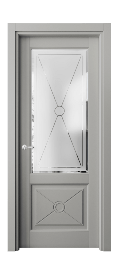 Межкомнатная дверь Тоскана Литера 6362 Матовый нейтральный серый Сатинированное стекло с гравировкой «LITERA» Цена 108499 ₽ | Volhovec