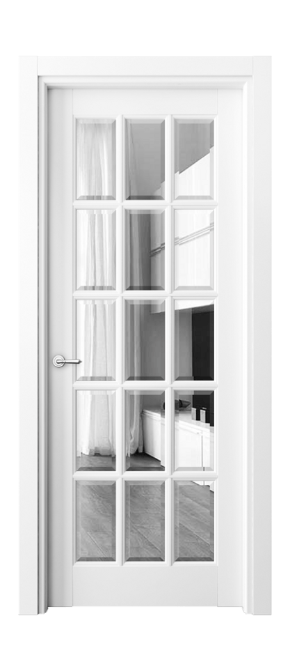 Межкомнатная дверь Тоскана Грильято 6311 Матовый белоснежный Двустороннее зеркало с фацетом, триплекс Цена 121199 ₽ | Volhovec