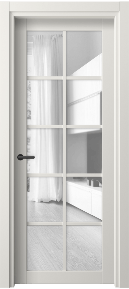 Межкомнатная дверь Neo 2106 Софт-тач белоснежный Прозрачное стекло, триплекс, 6 мм Цена 25479 ₽ | Volhovec