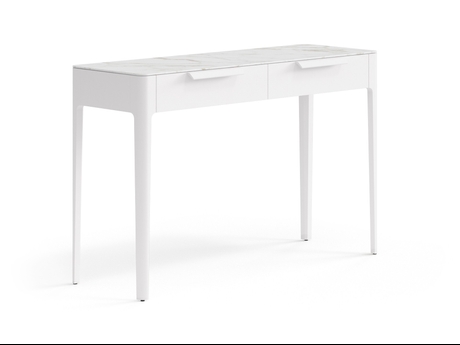 Мебель Консоль Piega 2 ящика. Цвет Матовый пудровый белый. Материал Гладкая эмаль. Коллекция Консоль Piega 2 ящика. Картинка.