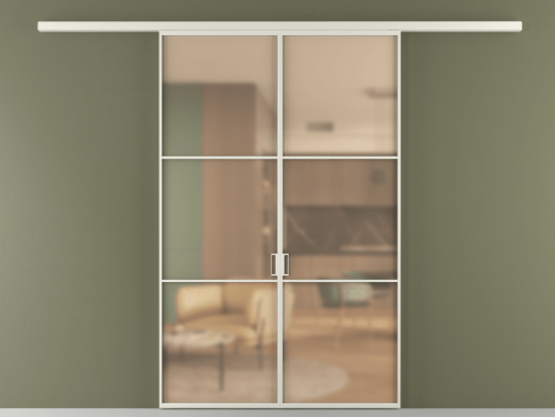 Перегородка Formato вдоль стены 2 створки АЛПР 040.03 Алюминий Белый Сатинированное оранжевое стекло, триплекс Цена 195100 ₽ | Volhovec