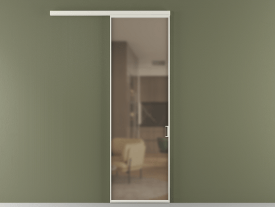 Перегородка Formato вдоль стены 1 створка АЛПР 040.01 Алюминий Белый Сатинированное бронзовое стекло, триплекс Цена 111000 ₽  | Volhovec