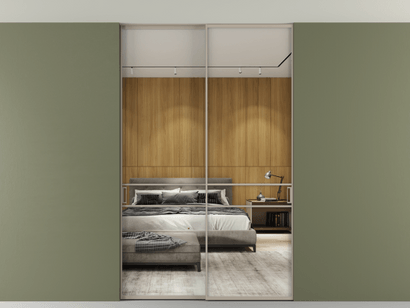 Алюминевая перегородка АЛПР 040.02_АБСК_Зеркало триплекс_new. Цвет Алюминий бисквитный. Материал Алюминий в эмали. Коллекция Перегородка Formato внутри проёма двустворчатая со скрытым креплением в потолок. Фото. Алюминевая перегородка АЛПР 040.02_АБСК_Зеркало триплекс_new. Цвет Алюминий бисквитный. Материал Алюминий в эмали. Коллекция Перегородка Formato внутри проёма двустворчатая со скрытым креплением в потолок. Картинка.