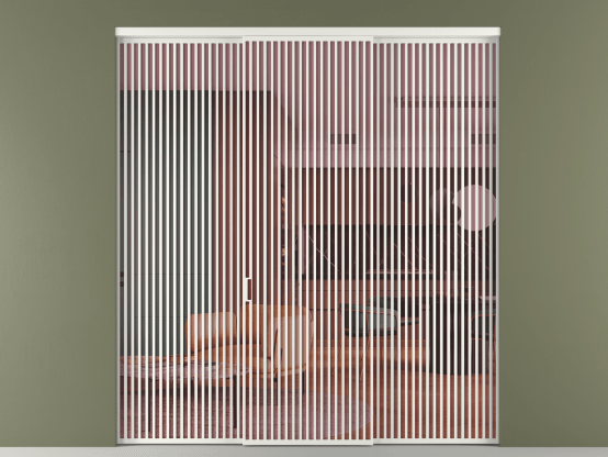 Алюминевая перегородка vn1+2_06_ Алюминий светло-серый Прозрачное розовое стекло, триплекс, 6мм. Цвет Алюминий светло-серый. Материал Алюминий в эмали. Коллекция Перегородка Formato внутри проёма 3 створки. Картинка.