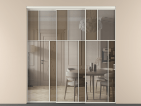 Алюминевая перегородка vnt3_2 БЕЛ. Цвет Алюминий Белый. Материал Алюминий. Коллекция Перегородка Mosaic внутри проёма 3 створки с синхронным механизмом. Картинка.