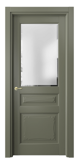 Дверь межкомнатная 6324 МОТ Сатинированное стекло с фацетом. Цвет Матовый оливковый тёмный. Материал Гладкая эмаль. Коллекция Тоскана Элегантэ. Картинка.
