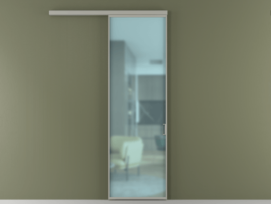 Алюминевая перегородка АЛПР 040.01_АНСР_САТ ГОЛ_new. Цвет Алюминий нейтральный серый. Материал Алюминий в эмали. Коллекция Перегородка Formato вдоль стены 1 створка. Картинка.