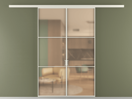 Алюминевая перегородка АЛПР 040.03_БЕЛ_САТ ОРАНЖ_new. Цвет Алюминий Белый. Материал Алюминий. Коллекция Перегородка Formato вдоль стены 2 створки. Картинка.