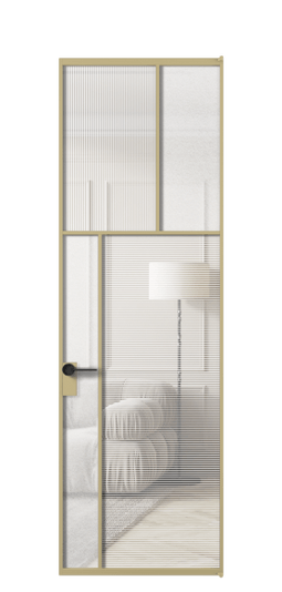 Дверь межкомнатная АЛПЛ041.22 ЗОЛ Золотой DUNE+LED. Цвет . Материал Алюминий металлик. Коллекция Мозаик. Картинка.