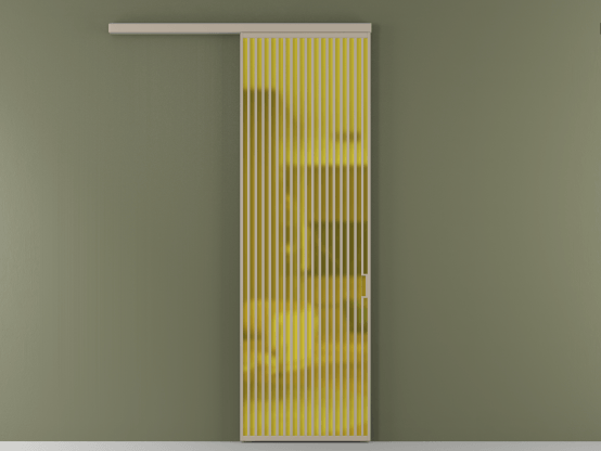 Алюминевая перегородка АЛПР 040.06_АБСК_САТ ЖЕЛ_new. Цвет Алюминий бисквитный. Материал Алюминий в эмали. Коллекция Перегородка Formato вдоль стены 1 створка. Картинка.