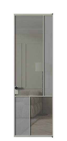 Дверь межкомнатная АЛПЛ041.21 АНСР Серый сатин матовое + Серый прозрачное. Цвет Алюминий нейтральный серый. Материал Алюминий в эмали. Коллекция Мозаик. Картинка.