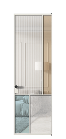 Дверь межкомнатная АЛПЛ041.21 АСР 4 стекла. Цвет Алюминий серый. Материал Алюминий в эмали. Коллекция Мозаик. Картинка.