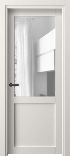 Дверь межкомнатная 2122 ПЭБЛ Прозрачное стекло. Цвет ПЭТ белоснежный. Материал ПЭТ. Коллекция Neo. Картинка.