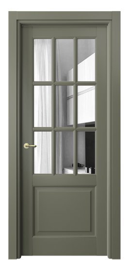 Дверь межкомнатная 6312 МОТ Зеркало. Цвет Матовый оливковый тёмный. Материал Гладкая эмаль. Коллекция Тоскана Грильято. Картинка.