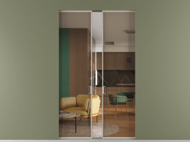 Алюминевая перегородка АЛПР 040.01 МСБЖ Бронза триплекс. Цвет Алюминий светло-бежевый. Материал Алюминий в эмали. Коллекция Перегородка Formato скрытый пенал 2 створки. Картинка.