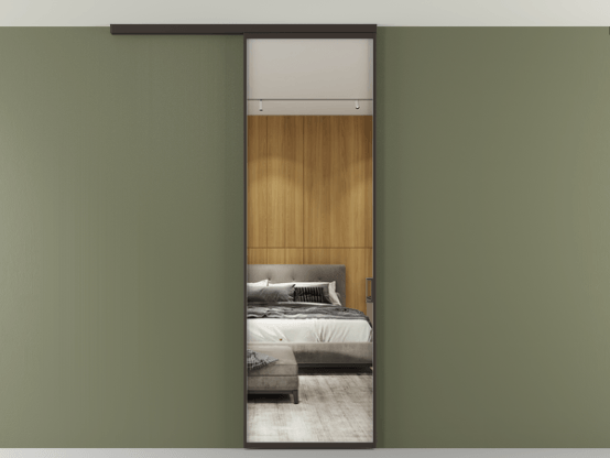 Алюминевая перегородка АЛПР 040.01_ААН_Зеркало триплекс_new. Цвет Алюминий антрацит. Материал Алюминий в эмали. Коллекция Перегородка Formato вдоль стены на потолок 1 створка. Фото. Алюминевая перегородка АЛПР 040.01_ААН_Зеркало триплекс_new. Цвет Алюминий антрацит. Материал Алюминий в эмали. Коллекция Перегородка Formato вдоль стены на потолок 1 створка. Картинка.