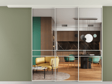 Перегородка Formato вдоль стены на потолок 3 створки с синхронным механизмом