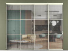 Перегородка Formato внутри проёма 4 створки с синхронным механизмом