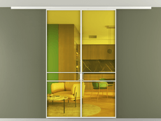 Перегородка Formato вдоль стены на потолок 2 створки