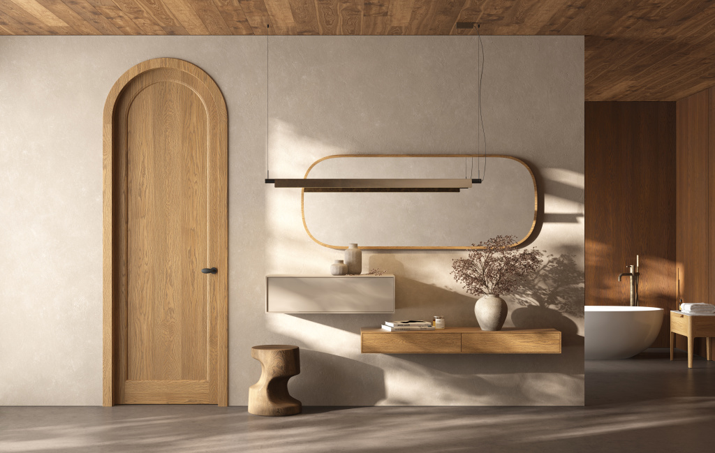 Интерьер с плавными линиями и природными фактурами